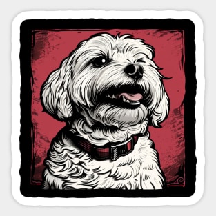 Retro Art Maltipoo Dog Lover Sticker